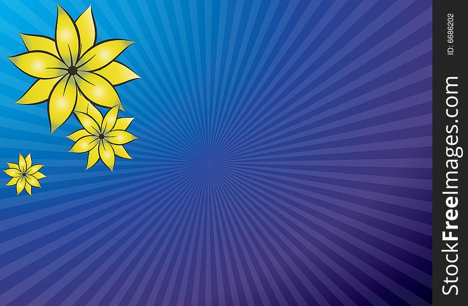 Yellow flowers in a blue background