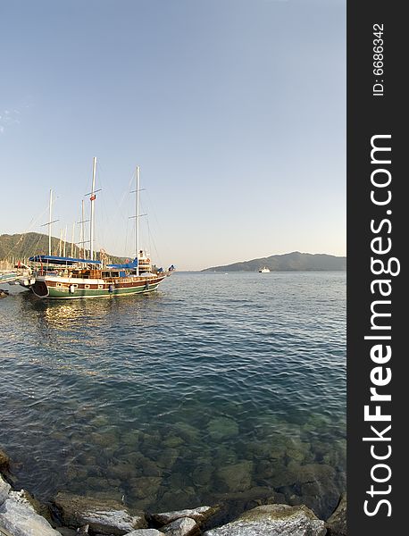 Before sunset in marmaris, fish-eye lens