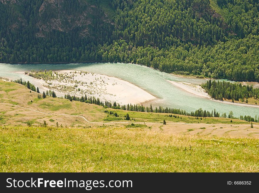 Katun river in the Altai mountains. Katun river in the Altai mountains