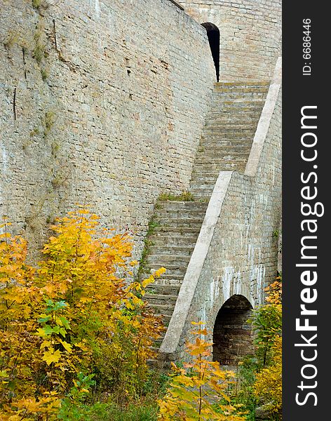 Autumn in castle. Ivangorod, Russia