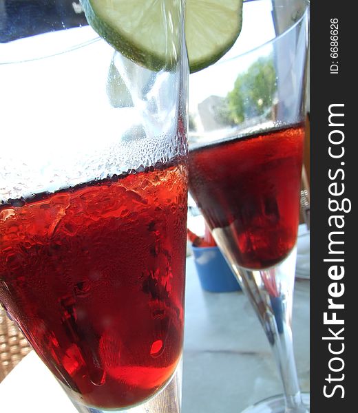 Two glasses with cherry brandy, Croatia, honeymoon