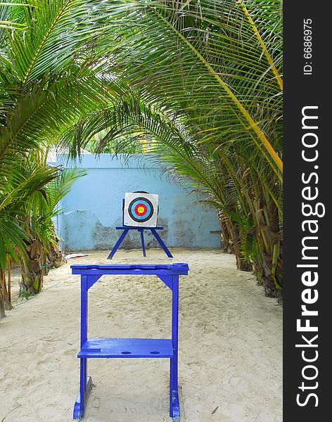 Place to make archery on the beach. Place to make archery on the beach