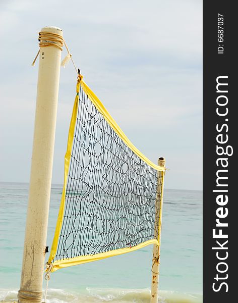 Image of a volleyball net on the beach. Image of a volleyball net on the beach