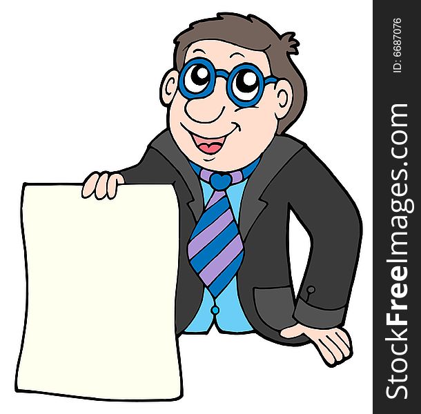 Businessman with contract - vector illustration.