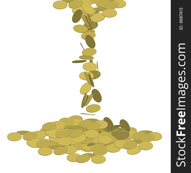 Illustration of gold coins dropping. Illustration of gold coins dropping