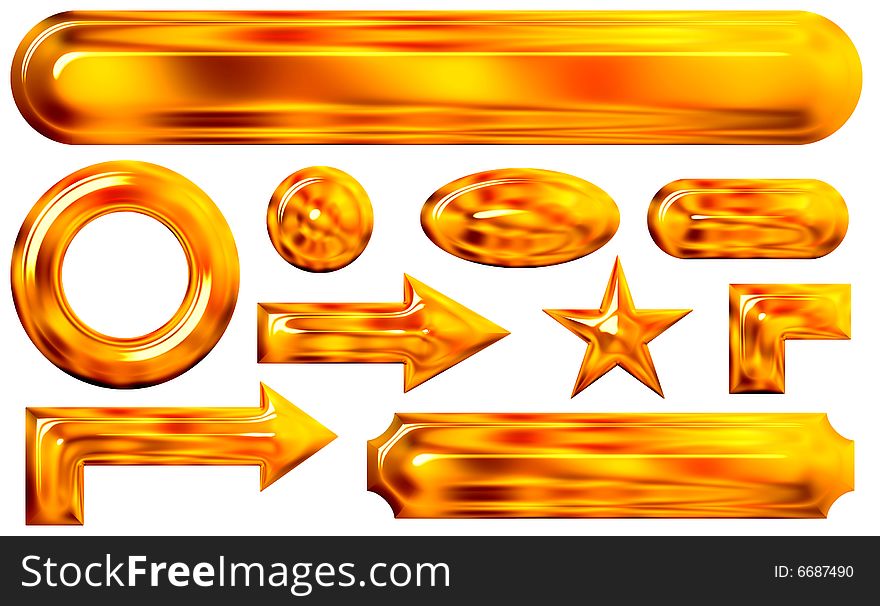 Some graphic element with vivid 3d gold effect. Some graphic element with vivid 3d gold effect