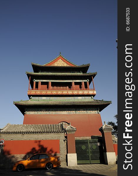 Ancient drum tower in beijing city. Ancient drum tower in beijing city