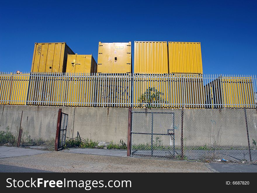 Industrial containers, possible used for storage.