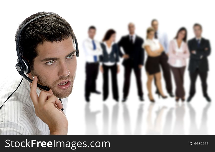 Businessman Talking On Headphone