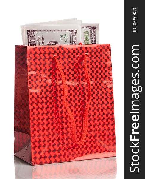 Us dollars in a gift box, isolated