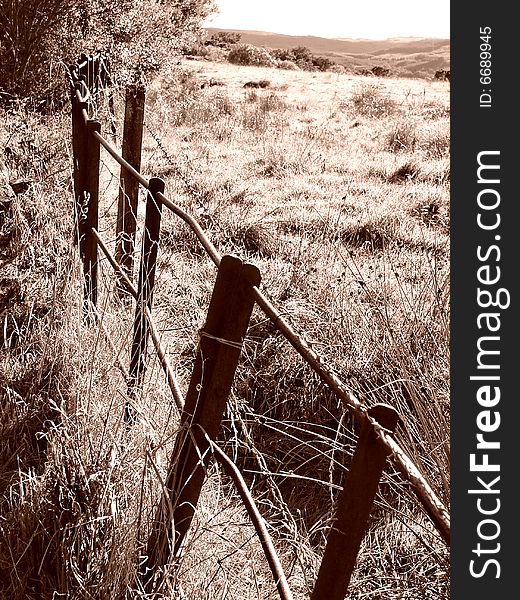 Fence in meadow- Oban, Scotland. Fence in meadow- Oban, Scotland
