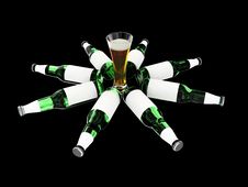 Beer Bottles With Blank Labels And Beer In Glass Stock Image Beer Bottles With Blank Labels And Beer In Glass Stock Image