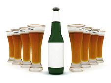 Beer In Glass And Beer Bottle With Blank Label Royalty Free Stock Photography Beer In Glass And Beer Bottle With Blank Label Royalty Free Stock Photography