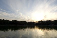The Setting Sun In Park. Stock Photos The Setting Sun In Park. Stock Photos