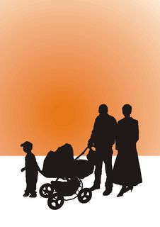 Family-silhouette Stock Image