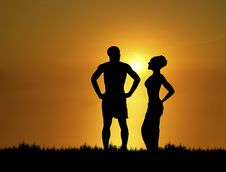 Couple At Sunset Royalty Free Stock Image Couple At Sunset Royalty Free Stock Image