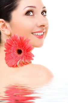 Woman With Gerber Flower Royalty Free Stock Images