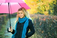Young Woman In Autumn Stock Images