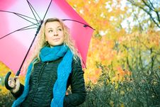 Young Woman In Autumn Stock Photo
