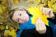 Young Woman In Autumn Stock Photos Young Woman In Autumn Stock Photos