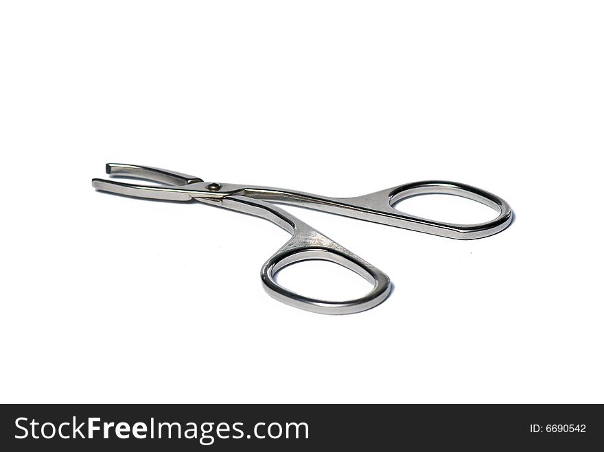 Metallic tongs on the white isolated background