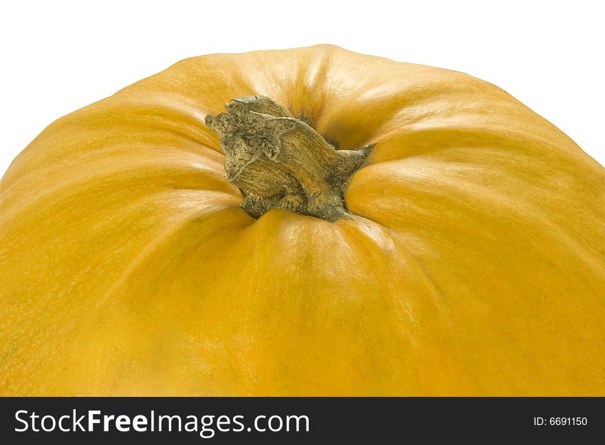 Nice closeup of the big orange pumpkin over white with clipping path