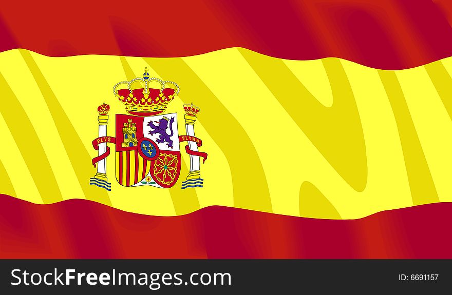 Waving flag of Spain in vector format. Waving flag of Spain in vector format