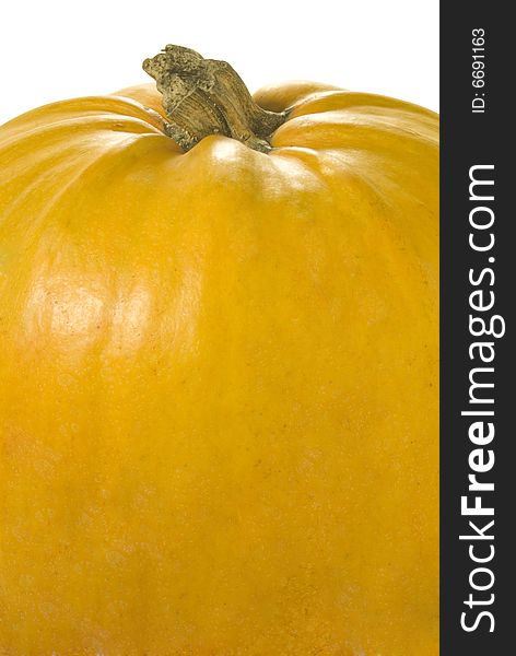 Nice closeup of the big orange pumpkin over white with clipping path
