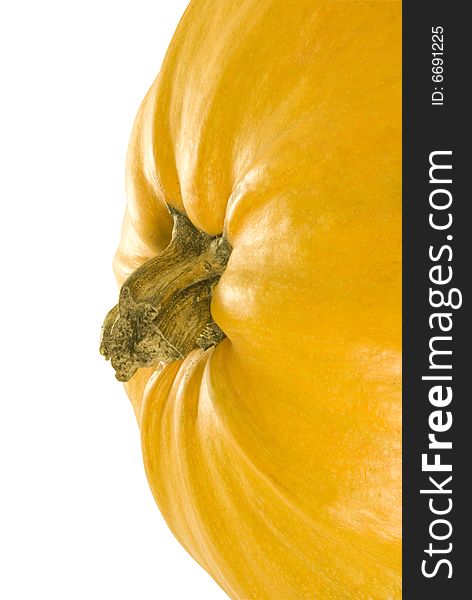 Nice closeup of the big orange pumpkin over white with clipping path