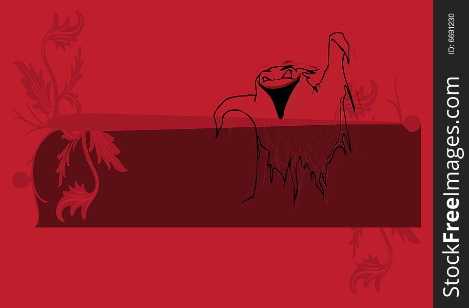 Ghost illustration on red and black background