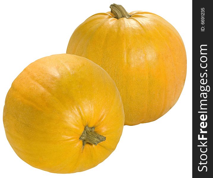 Two nice big orange pumpkins isolated over white with clipping path