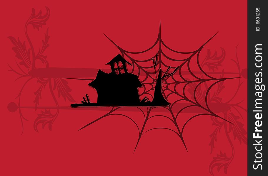 House And Spider Illustration