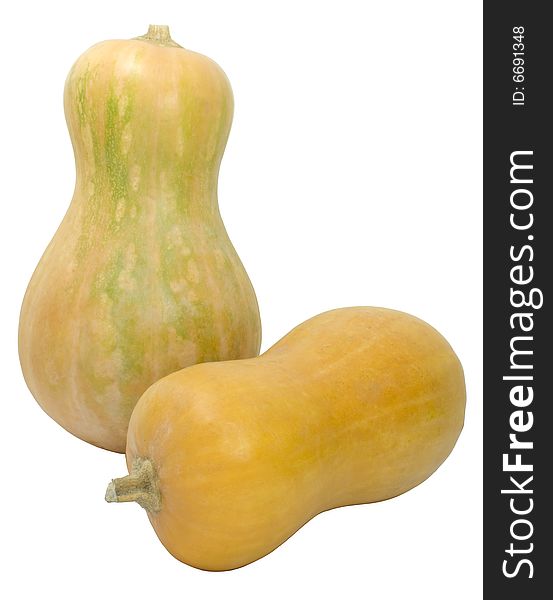 Two nice big pumpkins isolated over white with clipping path