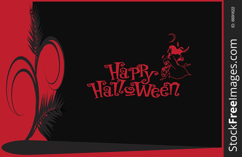 Halloween illustration on red and black background