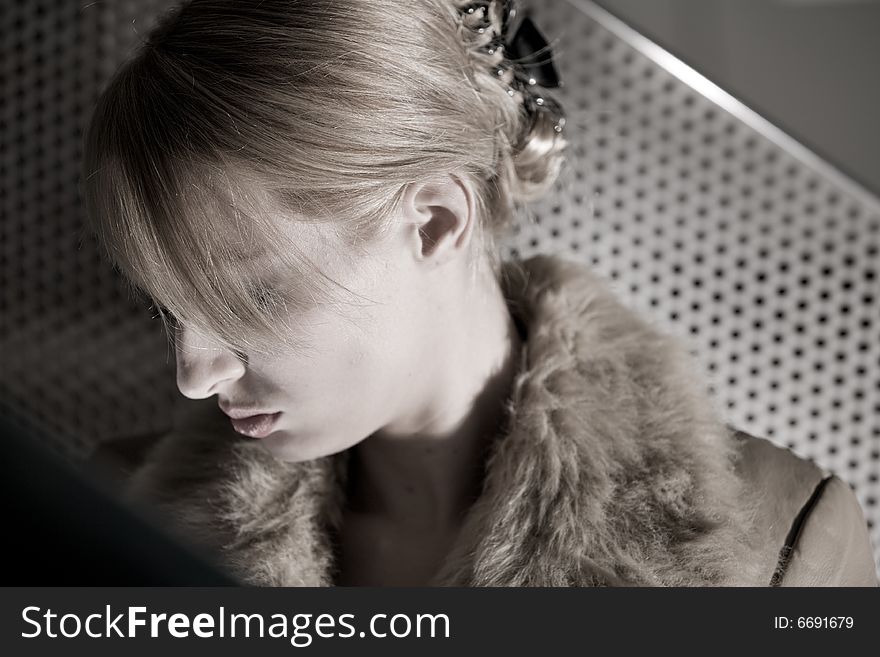Portrait of a beautiful blond girl looking sad. Portrait of a beautiful blond girl looking sad