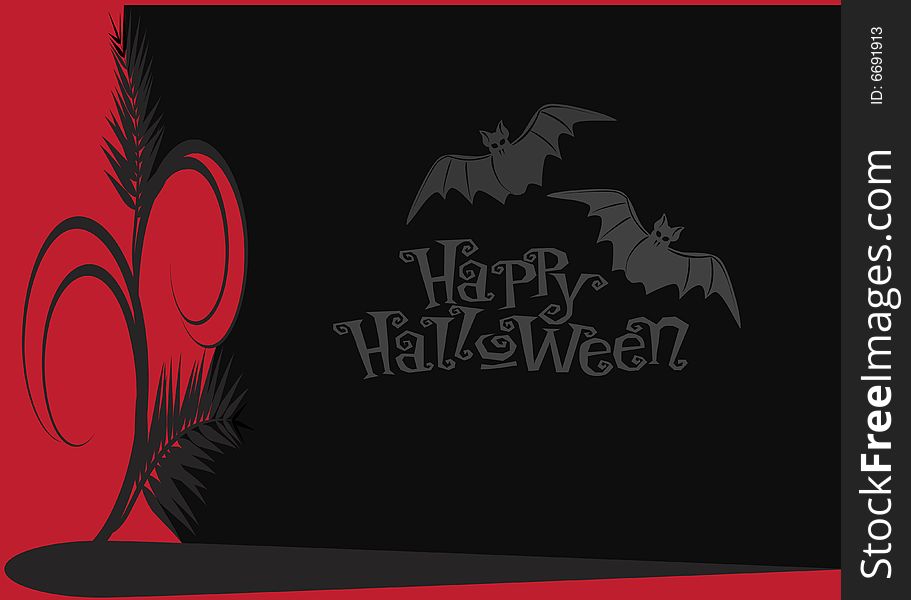 Halloween illustration on red and black background. Halloween illustration on red and black background