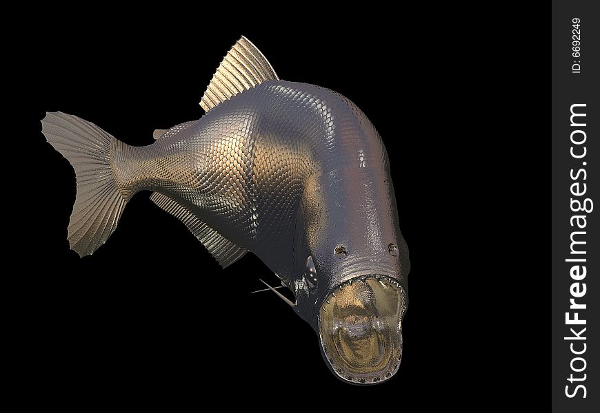 The gold fish. 3d render.