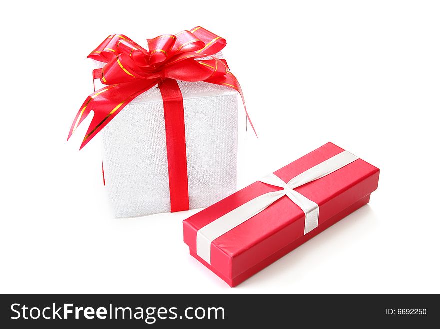 Two gifts isolated on a white background. Two gifts isolated on a white background.