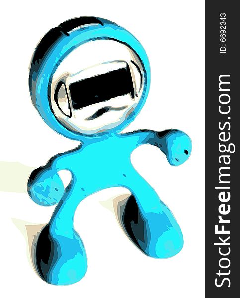 A fully scalable vector illustration of a blue man. Jpeg, Illustrator AI and EPS 8.0 files included.