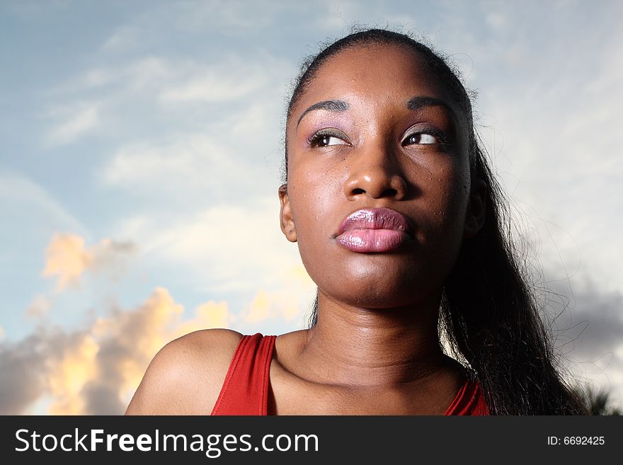 Woman And A Beautiful Sky