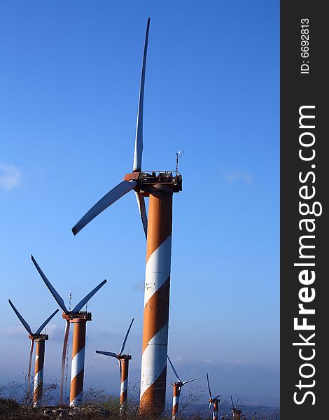 Wind turbine making green electricity. Wind turbine making green electricity