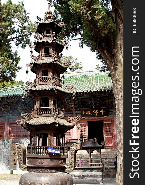 Chinese Temple architecture and fragrance stove