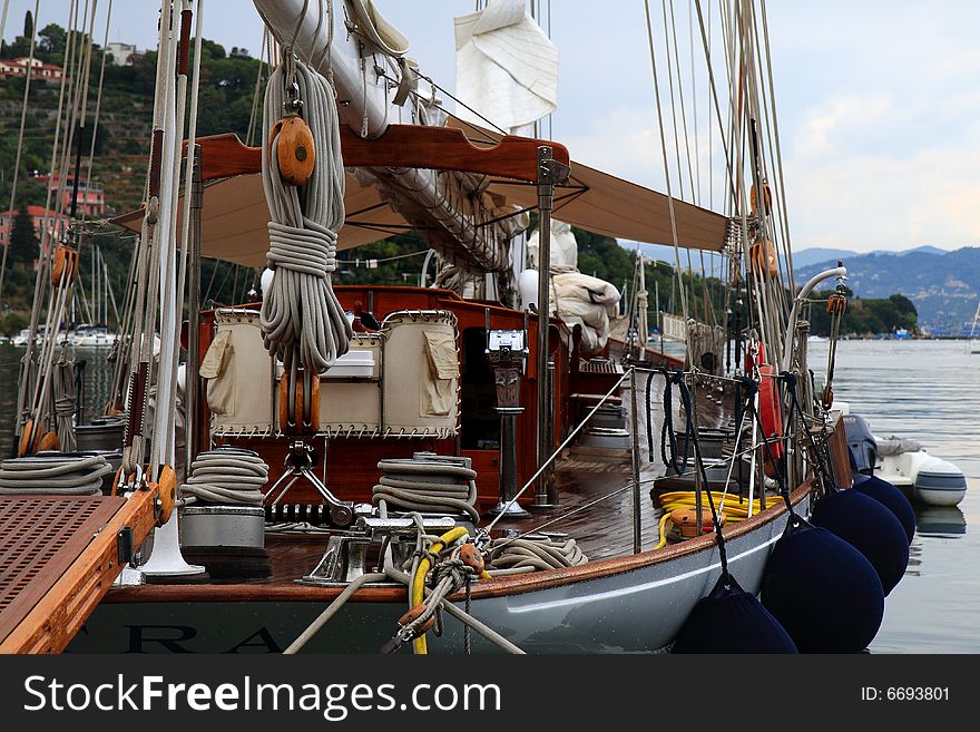 Old sailing boat le grazie port in la spezia ligurian  Italy