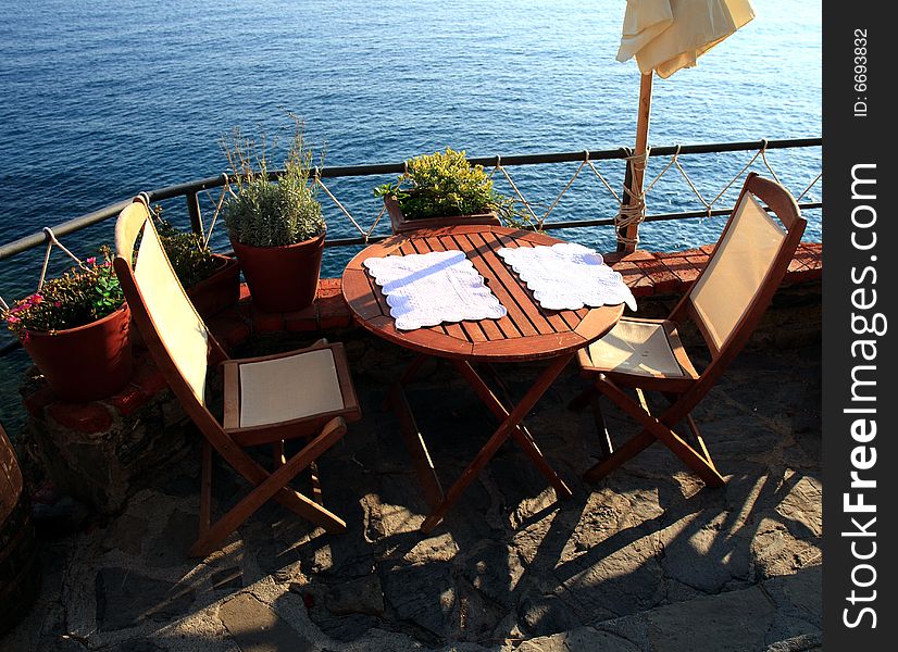 Restaurant table in monterosso