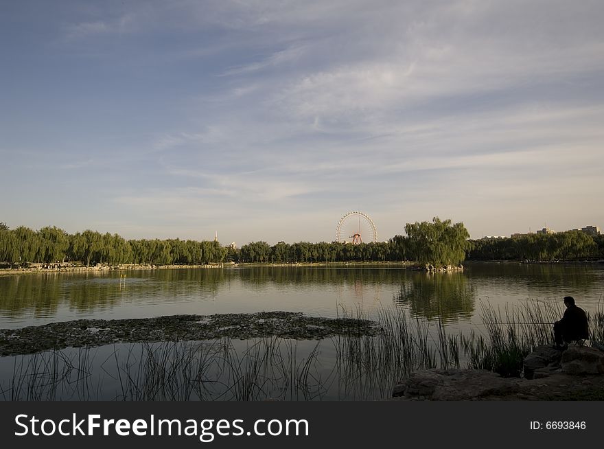 Angling in park,Beijing China