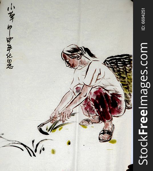 Chinese painting with the expression of grass