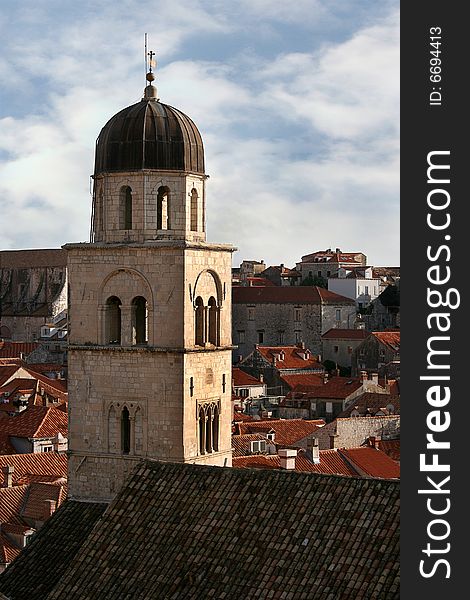 Old tower in Dubrovnik, beautiful old town in Croatia, Europe