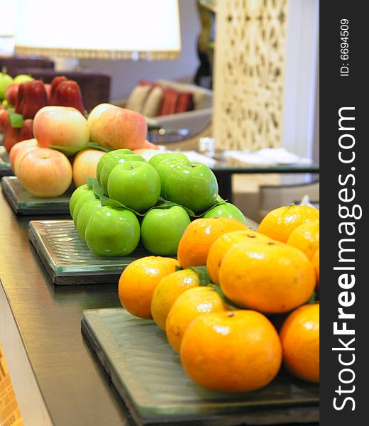 Fresh fruit displayed in a kitchen. Fresh fruit displayed in a kitchen.
