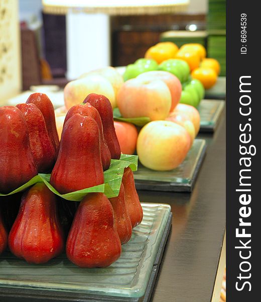 Fresh fruit displayed in a kitchen. Fresh fruit displayed in a kitchen.