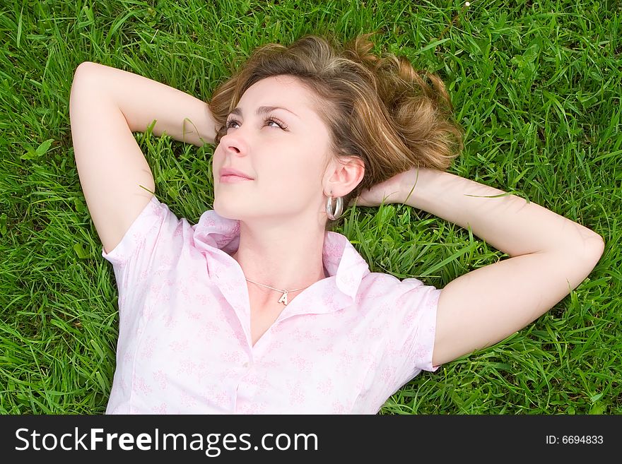 Woman Rest On The Grass